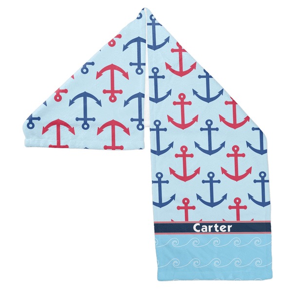 Anchors & Waves Sports Towel Folded - Both Sides Showing