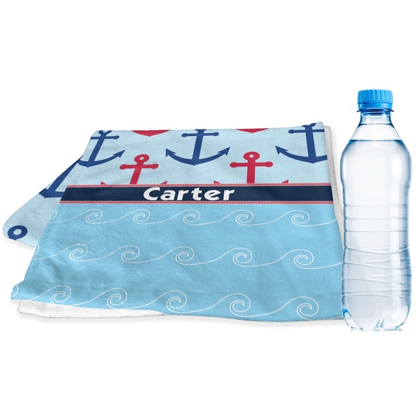 Custom Anchors & Waves Sports & Fitness Towel (Personalized)