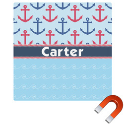 Anchors & Waves Square Car Magnet - 6" (Personalized)