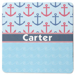 Anchors & Waves Square Rubber Backed Coaster (Personalized)