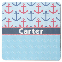 Anchors & Waves Square Rubber Backed Coaster (Personalized)