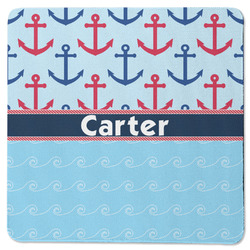 Anchors & Waves Square Rubber Backed Coaster (Personalized)