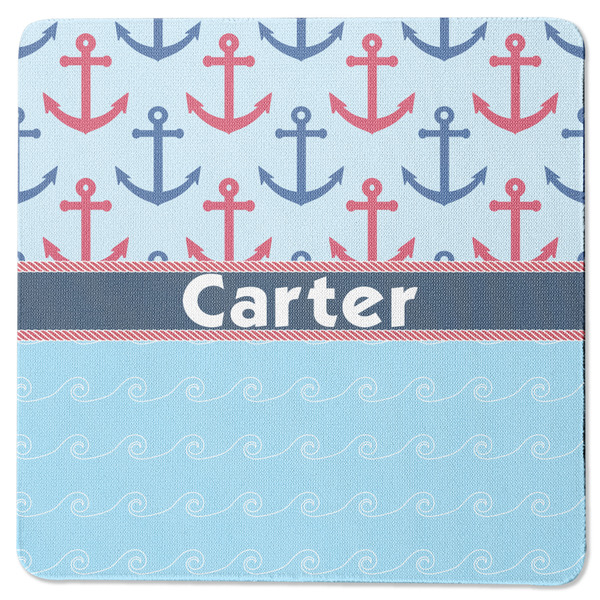 Custom Anchors & Waves Square Rubber Backed Coaster (Personalized)