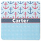 Anchors & Waves Square Rubber Backed Coaster (Personalized)
