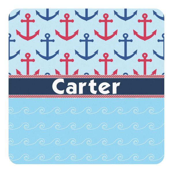 Custom Anchors & Waves Square Decal - Small (Personalized)