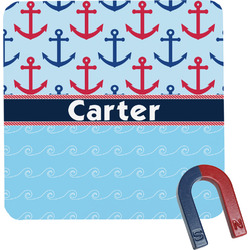 Anchors & Waves Square Fridge Magnet (Personalized)