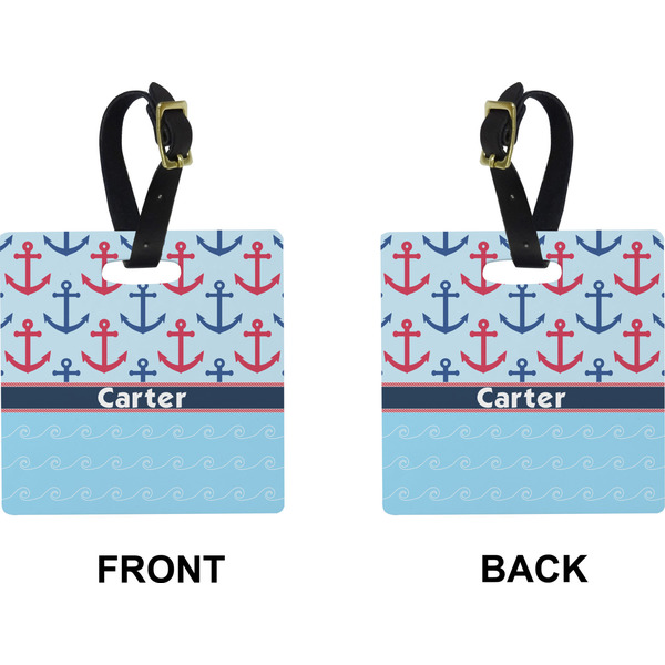 Anchors & Waves Square Luggage Tag (Front + Back)