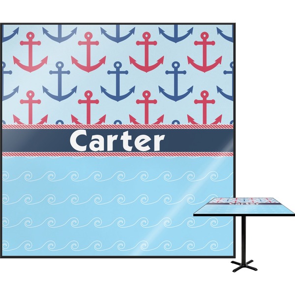 Custom Anchors & Waves Square Table Top - 24" (Personalized)
