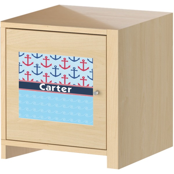 Anchors & Waves Square Wall Decal on Wooden Cabinet