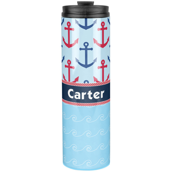 Custom Anchors & Waves Stainless Steel Skinny Tumbler - 20 oz (Personalized)