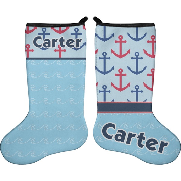 Custom Anchors & Waves Holiday Stocking - Double-Sided - Neoprene (Personalized)