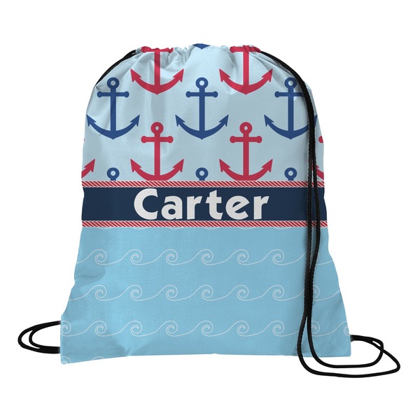 Custom Anchors & Waves Drawstring Backpack - Large (Personalized)