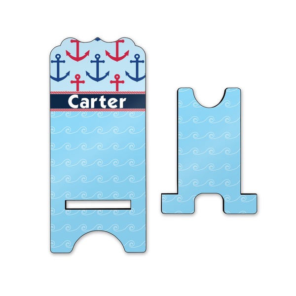 Anchors & Waves Stylized Phone Stand - Front & Back - Small