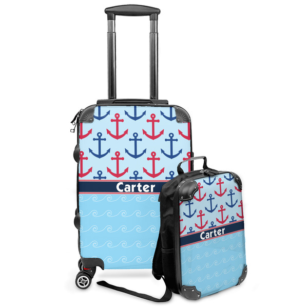 Custom Anchors & Waves Kids 2-Piece Luggage Set - Suitcase & Backpack (Personalized)