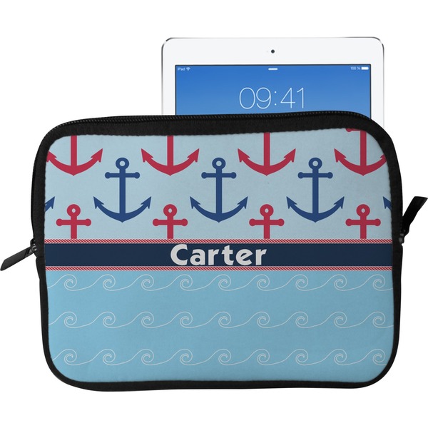 Custom Anchors & Waves Tablet Case / Sleeve - Large (Personalized)