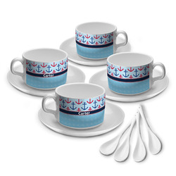 Anchors & Waves Tea Cup - Set of 4 (Personalized)