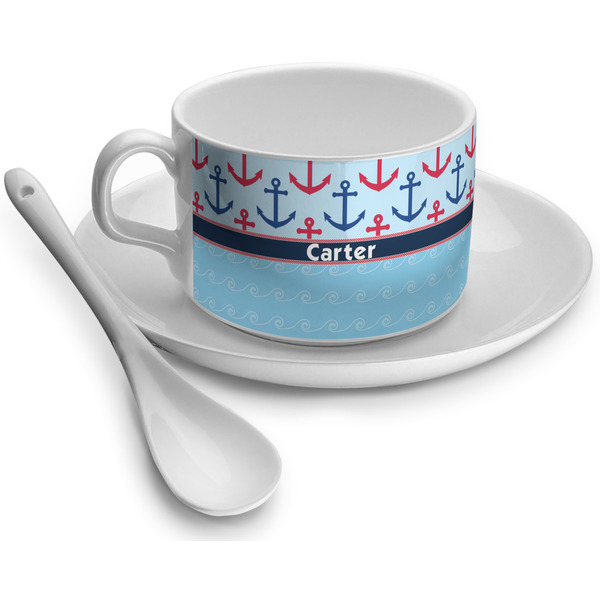 Custom Anchors & Waves Tea Cup (Personalized)