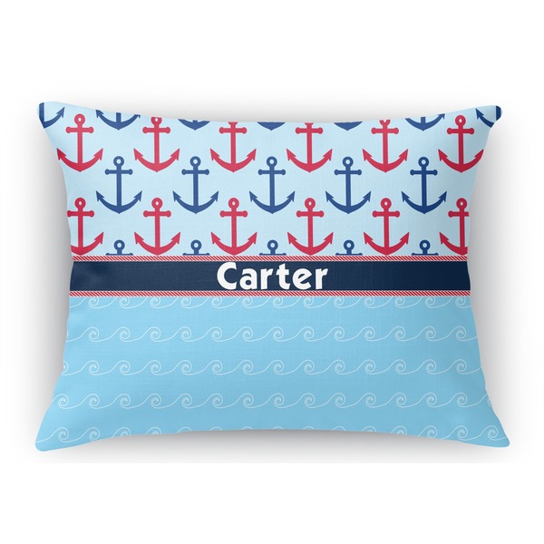 Custom Anchors & Waves Rectangular Throw Pillow Case - 12"x18" (Personalized)