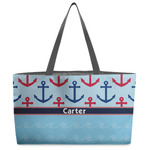 Anchors & Waves Beach Totes Bag - w/ Black Handles (Personalized)