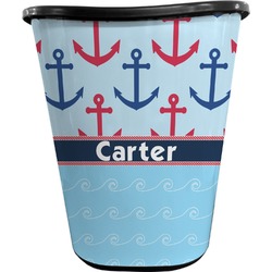 Anchors & Waves Waste Basket - Double Sided (Black) (Personalized)