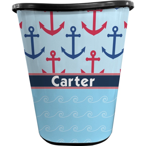 Custom Anchors & Waves Waste Basket - Double Sided (Black) (Personalized)