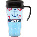 Anchors & Waves Acrylic Travel Mug with Handle (Personalized)