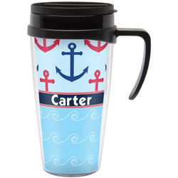 Anchors & Waves Acrylic Travel Mug with Handle (Personalized)