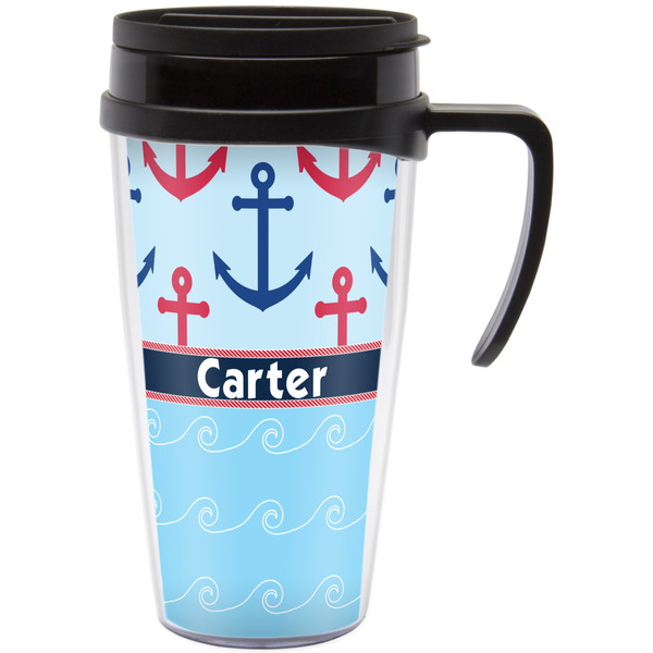 Custom Anchors & Waves Acrylic Travel Mug with Handle (Personalized)