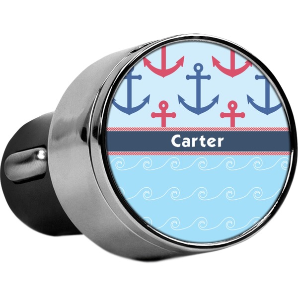 Custom Anchors & Waves USB Car Charger (Personalized)