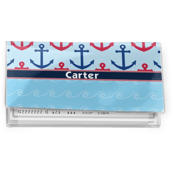 Custom Anchors & Waves Vinyl Checkbook Cover (Personalized)