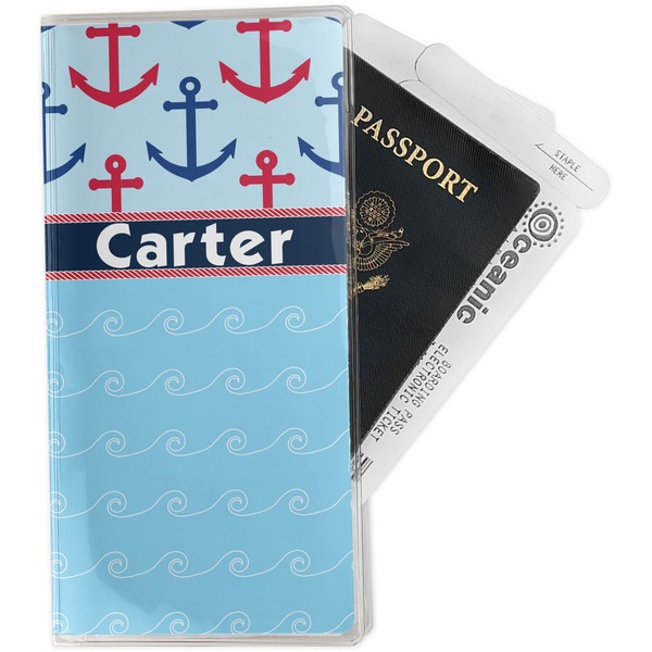 Custom Anchors & Waves Travel Document Holder