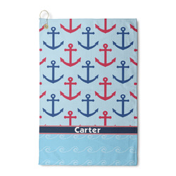 Anchors & Waves Waffle Weave Golf Towel (Personalized)