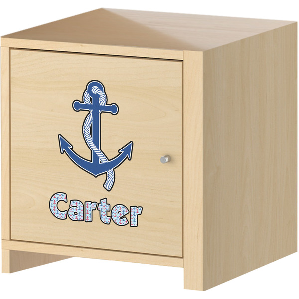 Anchors & Waves Wall Graphic on Wooden Cabinet