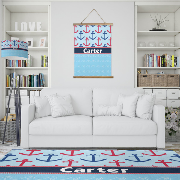 Anchors & Waves Wall Hanging Tapestry - Portrait - IN CONTEXT