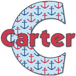 Anchors & Waves Name & Initial Decal - Custom Sized (Personalized)