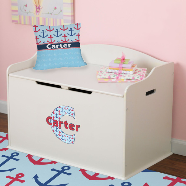 Anchors & Waves Wall Name & Initial Small on Toy Chest