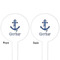 Anchors & Waves White Plastic 4" Food Pick - Round - Double Sided - Front & Back