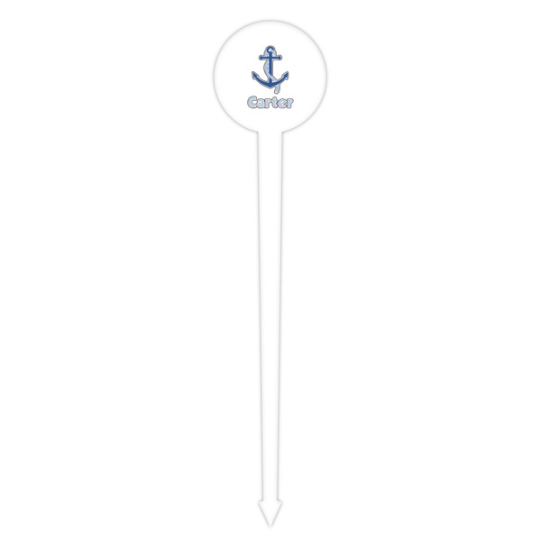 Anchors & Waves White Plastic 4" Food Pick - Round - Single Pick