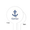 Anchors & Waves White Plastic 4" Food Pick - Round - Single Sided - Front & Back