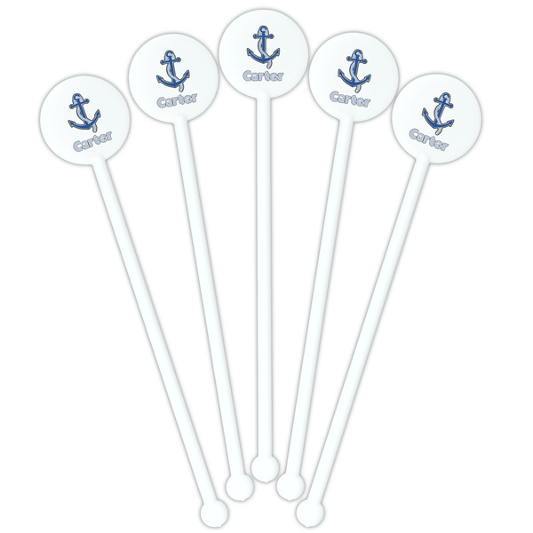 Anchors & Waves White Plastic 5.5" Stir Stick - Fan View
