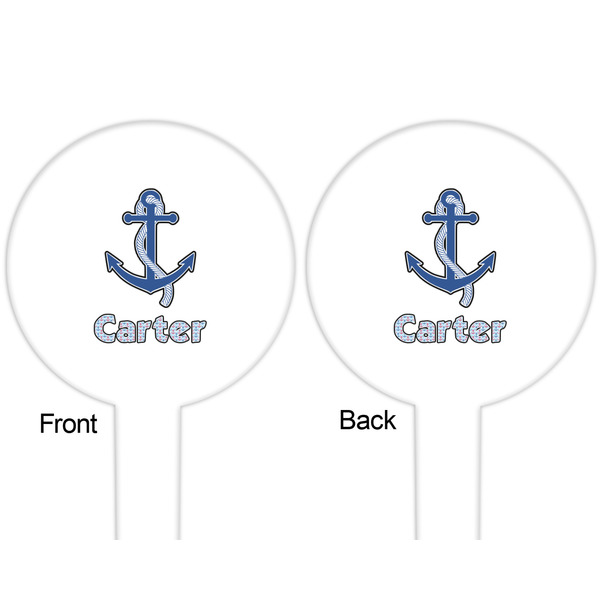 Anchors & Waves White Plastic 6" Food Pick - Round - Double Sided - Front & Back