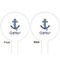 Anchors & Waves White Plastic 6" Food Pick - Round - Double Sided - Front & Back