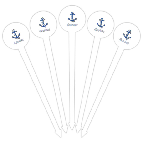 Anchors & Waves White Plastic 6" Food Pick - Round - Fan View