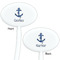Anchors & Waves White Plastic 7" Stir Stick - Double Sided - Oval - Front & Back