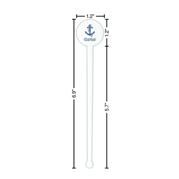 Anchors & Waves White Plastic 7" Stir Stick - Round - Dimensions