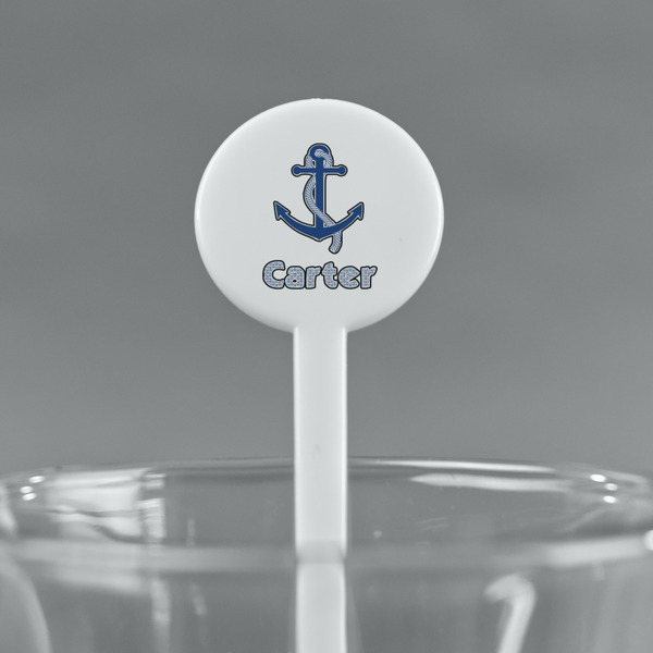 Anchors & Waves White Plastic 7" Stir Stick - Round - Main