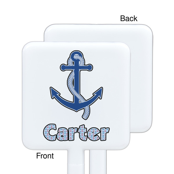 Anchors & Waves White Plastic Stir Stick - Single Sided - Square - Approval
