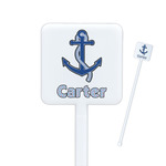 Anchors & Waves Square Plastic Stir Sticks - Single Sided (Personalized)