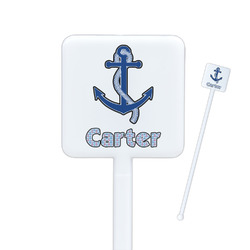 Anchors & Waves Square Plastic Stir Sticks - Single Sided (Personalized)