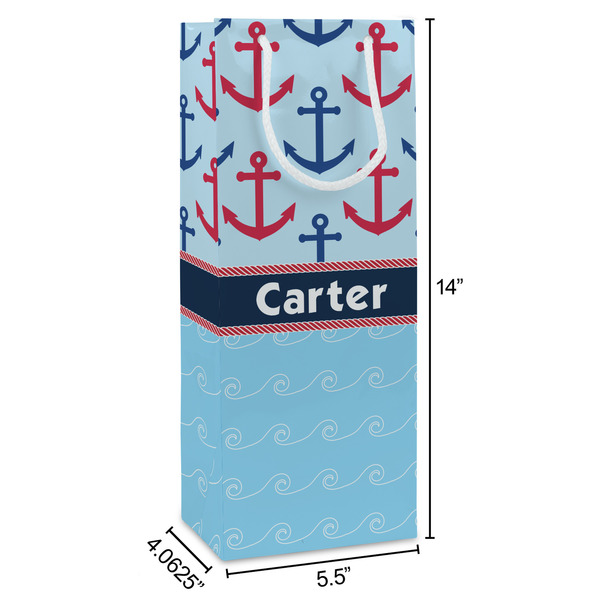 Anchors & Waves Wine Gift Bag - Dimensions